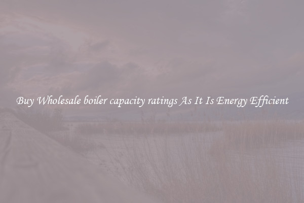 Buy Wholesale boiler capacity ratings As It Is Energy Efficient