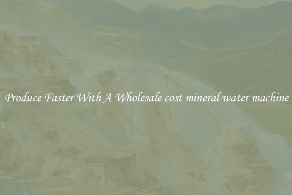 Produce Faster With A Wholesale cost mineral water machine